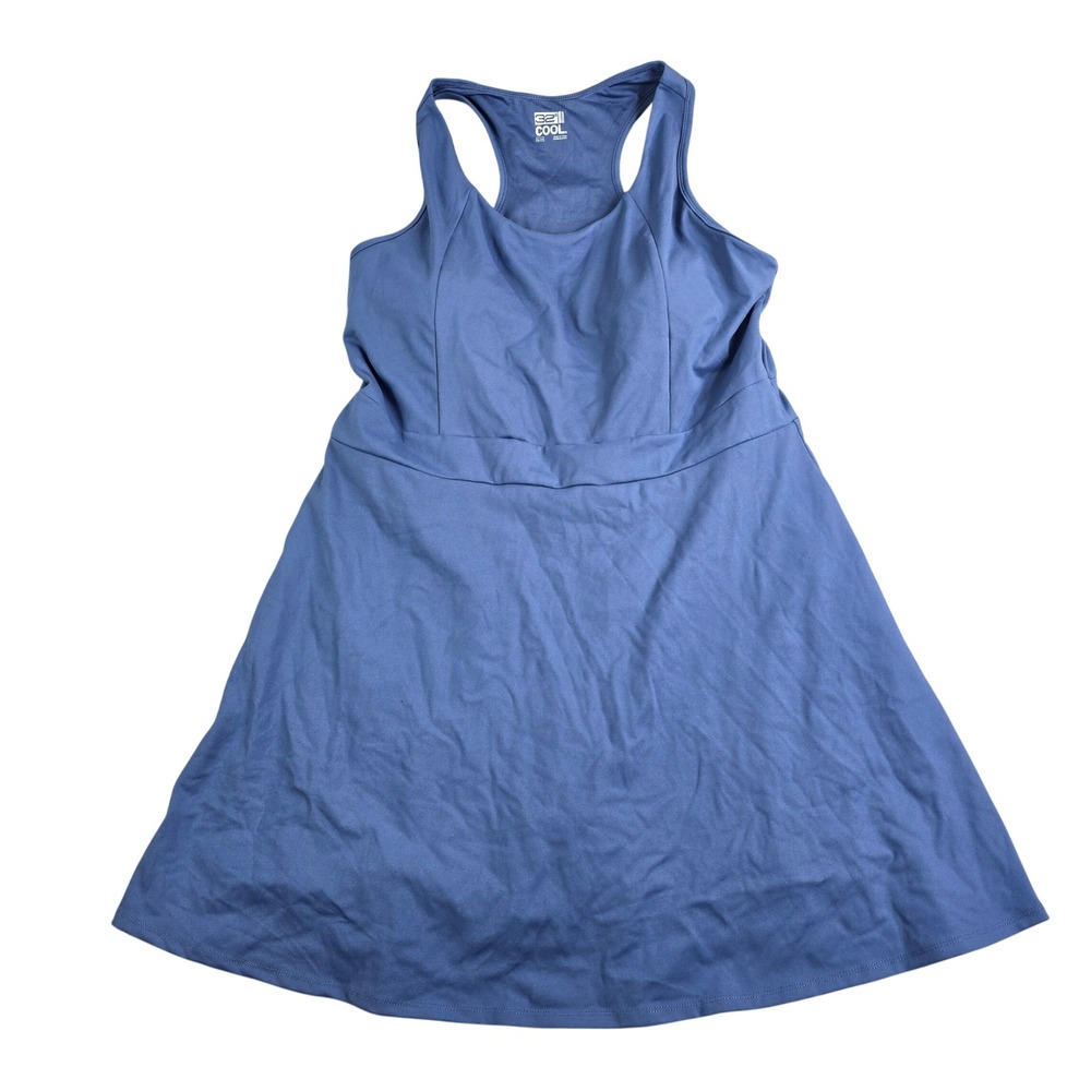 32 Degrees Cool Active Tennis Dress Women XL Blue Racerback Built-in Shorts Golf